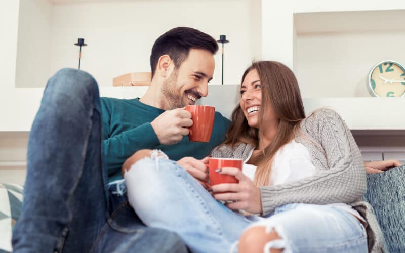 Happy Couple Drinking LURRAFIT Coffee